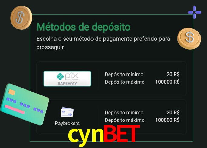 O cassino cynbet oferece uma grande variedade de métodos de pagamento